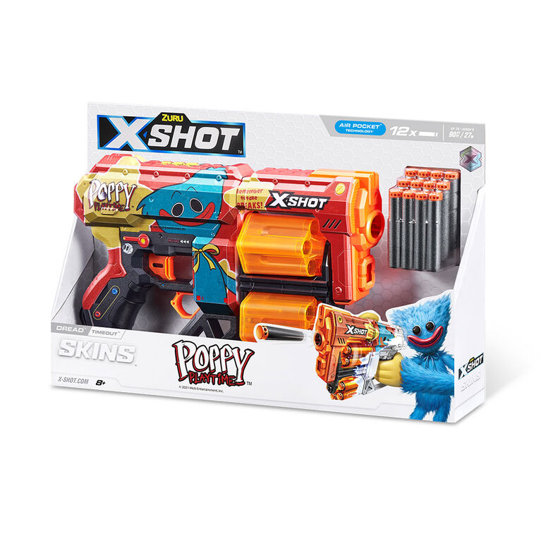 Pistolet Dread X-Shot Skins - D&eacute;coration Poppy Playtime (12 Fl&eacute;chettes) par ZURU