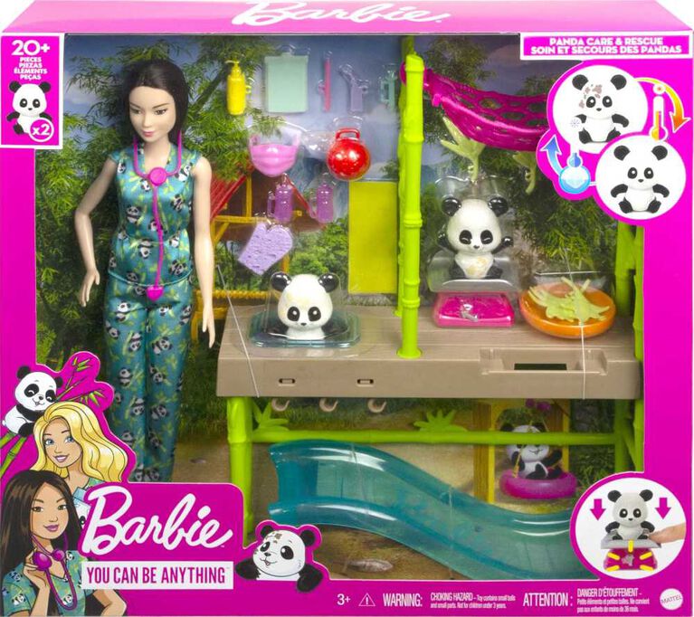 Barbie Panda Care and Rescue Playset with Doll and 20+ Accessories, Plus Color Change Feature