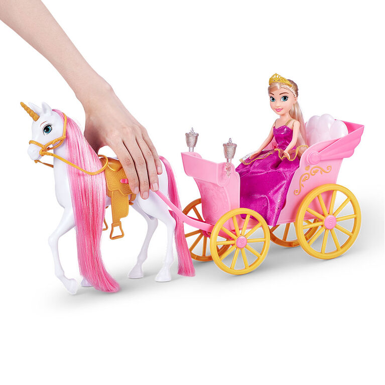 Sparkle Girlz Unicorn and Princess Doll with Carriage Set by ZURU