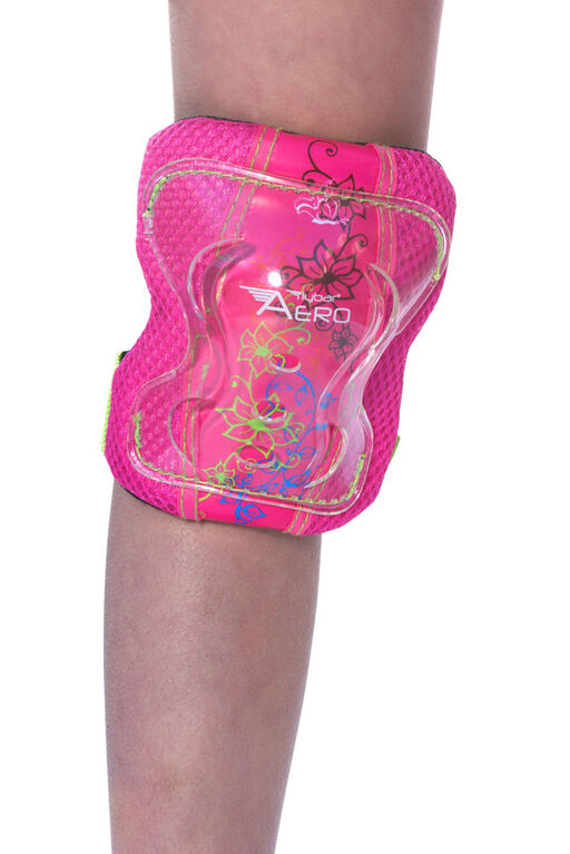 Flybar AERO Elbow Knee and Wrist Guard Junior Safety Set for Ages 5 to 10 (Pink)