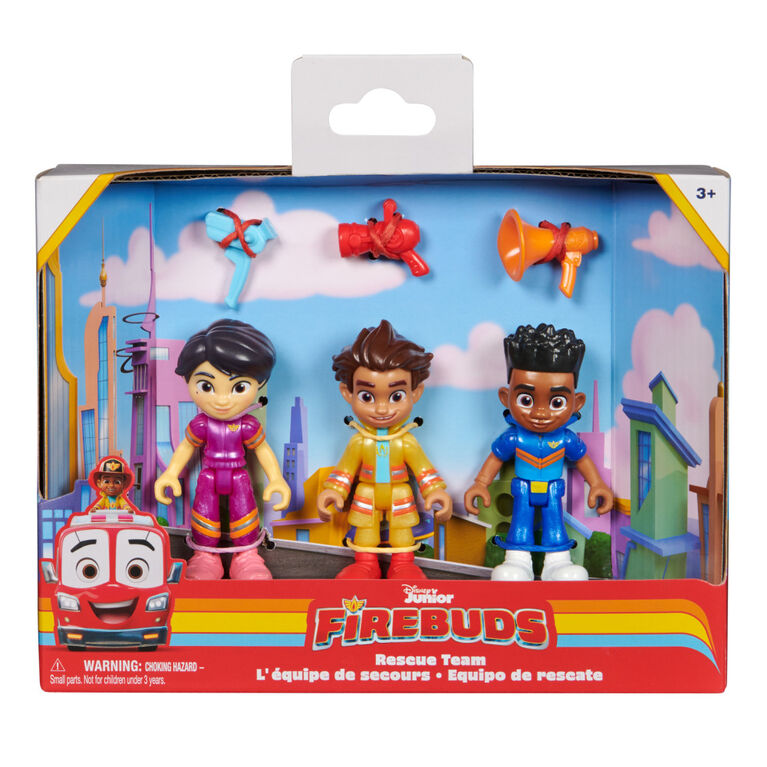 Disney Junior Firebuds Action Figures Gift Pack with 3 Collectible Kids Toys: Bo, Jayden and Violet and Accessories