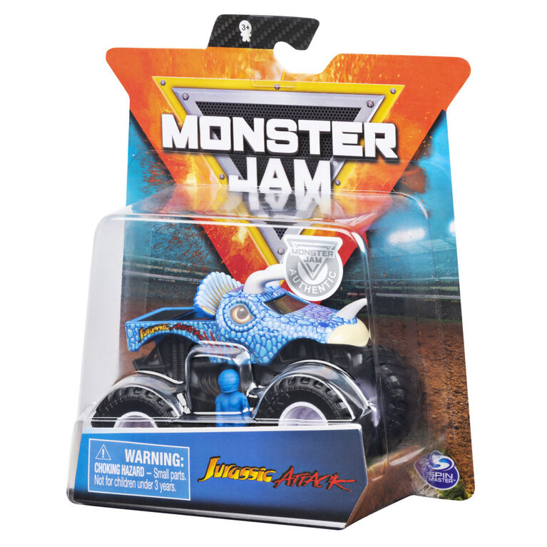 Monster Jam, Official Jurassic Attack Monster Truck, Die-Cast Vehicle, Crazy Creatures Series, 1:64 Scale