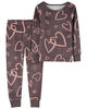 Pyjama 2 pièces en tissu velboa pelucheux à motif de cœurs gris Carter's 4T