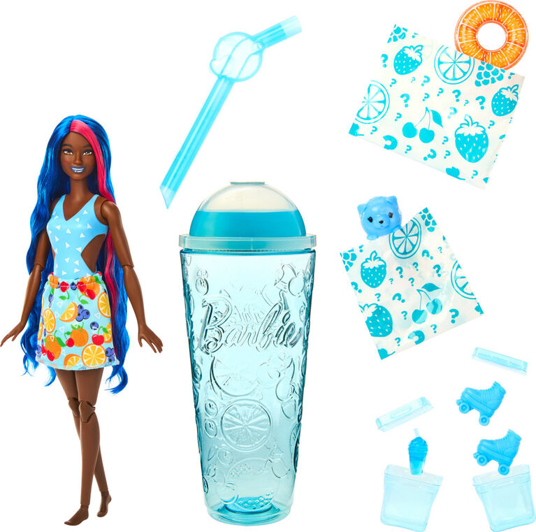 ​Barbie Pop Reveal Fruit Series Doll, Fruit Punch Theme with 8 Surprises Including Pet & Accessories, Slime, Scent & Color Change