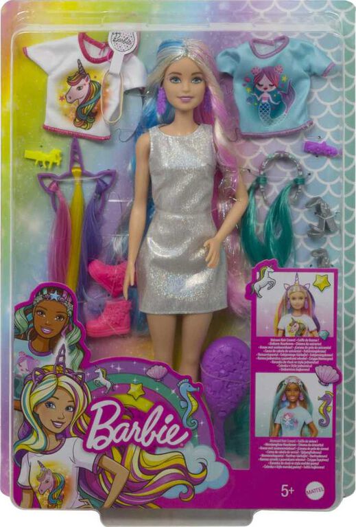 Mattel - Poupée Barbie : Grande princesse brune à coiffer - Poupées  mannequins - Rue du Commerce