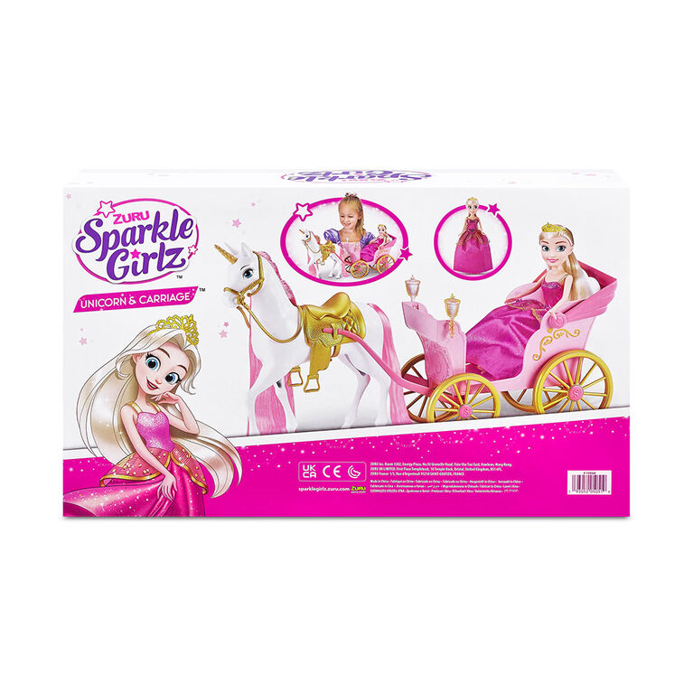 Sparkle Girlz Unicorn and Princess Doll with Carriage Set by ZURU