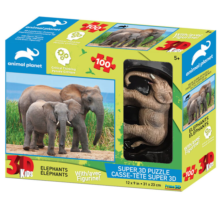 Animal Planet: Elephants - 100 Piece 3D Puzzle with Figure | Toys R Us  Canada
