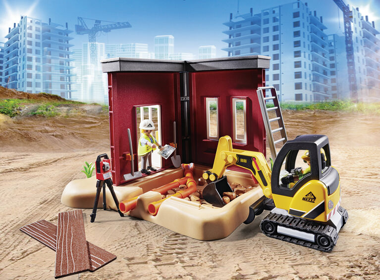 Mini Excavator With Building Section