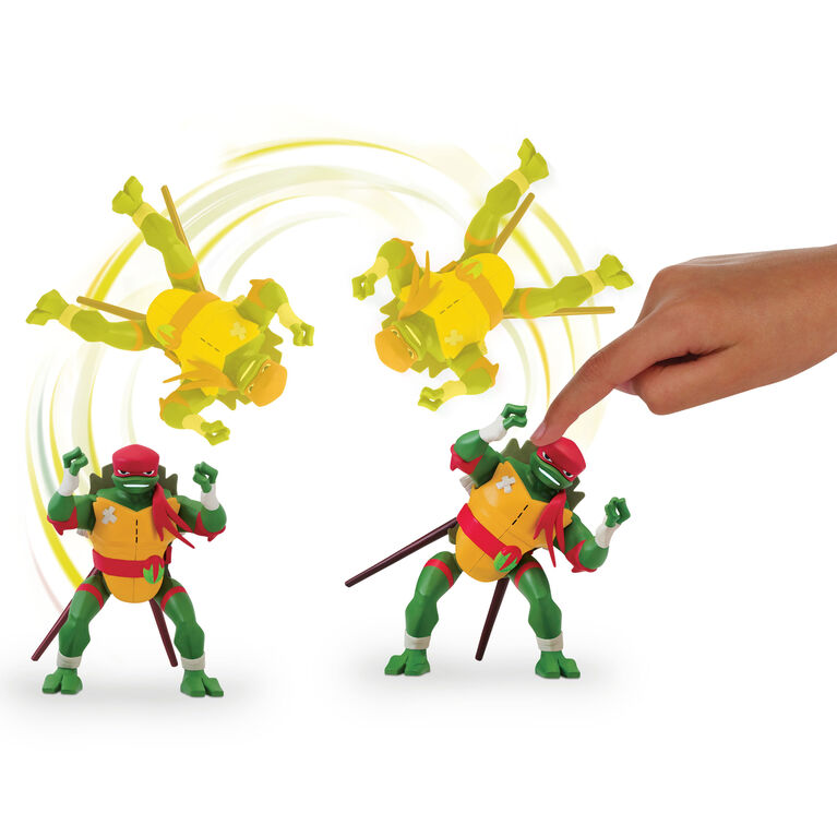 Rise of the Teenage Mutant Ninja Turtles - Figurine articulée Raphael attaque ninja par salto latéral.