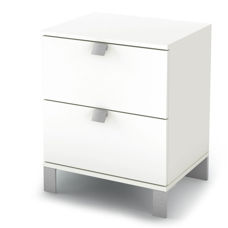 Spark 2 Drawer Nightstand End Table With Storage Pure White