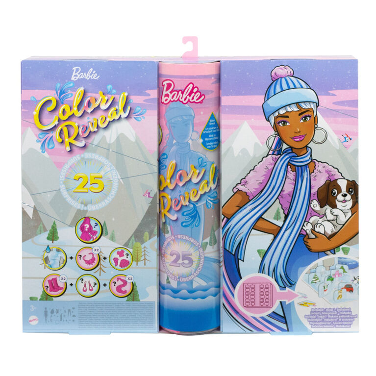 Barbie Color Reveal Advent Calendar with 25 Surprises Including 1 Doll & 1 Pet