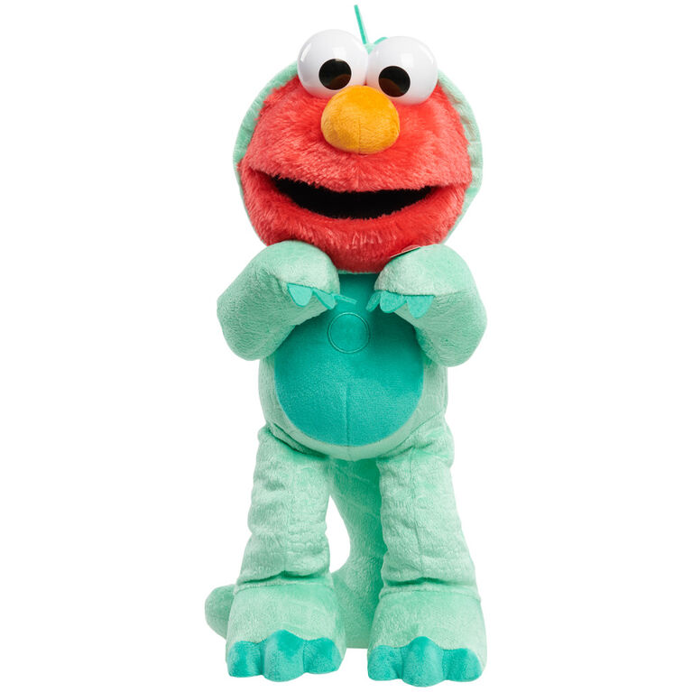 Sesame Street Dino Stomp Elmo 13-Inch Plush Stuffed Animal Sings and Dances - English Edition