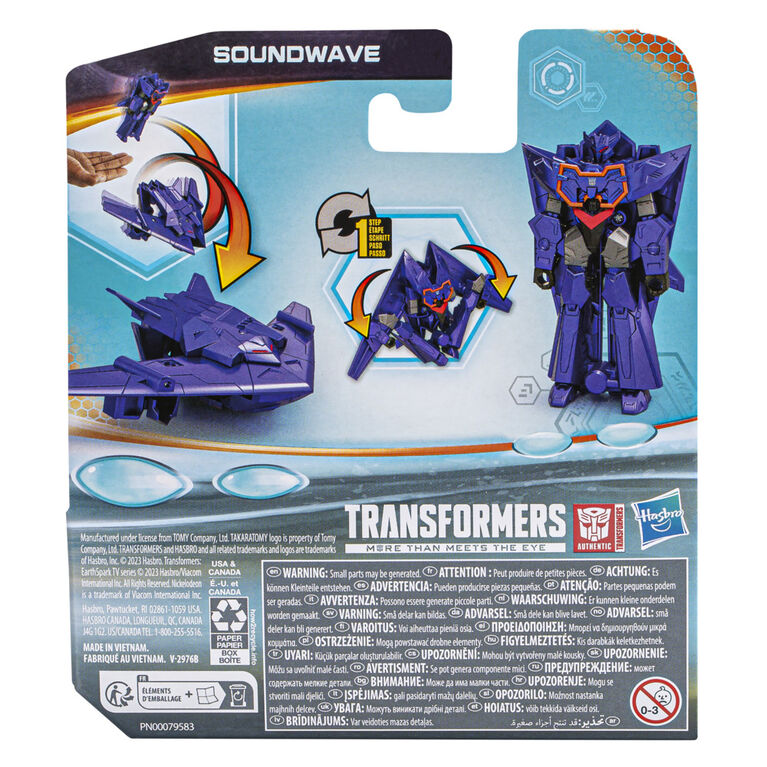 Transformers Toys EarthSpark 1-Step Flip Changer Soundwave 4-Inch Action Figure