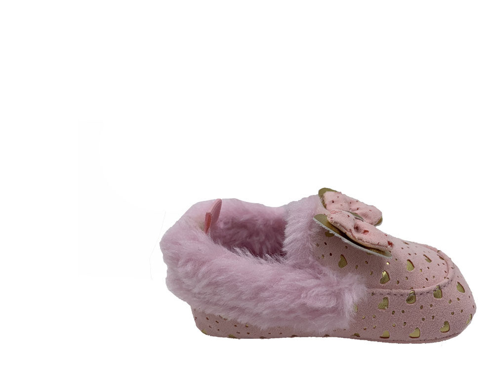 First Steps Pink Faux Suede Girls Slippers with Gold Hearts Size 1 0 3 months Babies R Us Canada