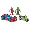 Playskool Heroes Marvel - Super Hero Adventures 5-Inch Action Figure Toy Action Racers, With Hulk, Spider-Man and 2 Vehicles - R Exclusive