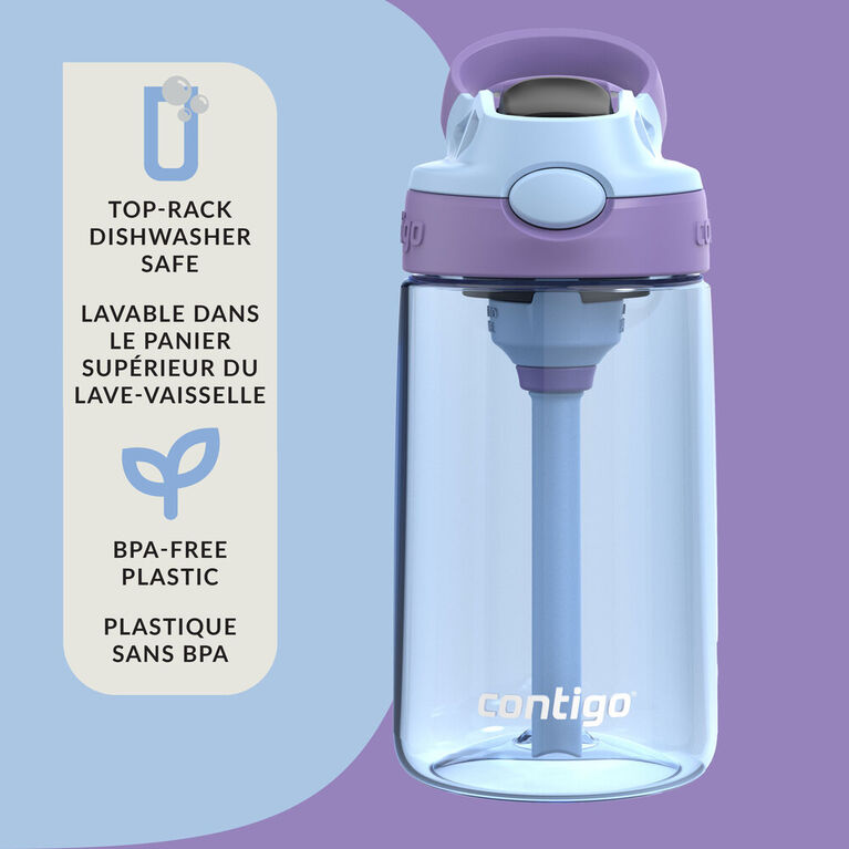 Bouteille d’eau antifuite et antidéversement pour enfants Contigo Aubrey avec paille, améthyste pervenche, 414 ml