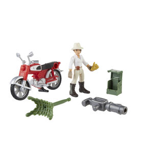 Indiana Jones Worlds of Adventure Helena Shaw with Motorcycle, 2.5 Inch Action Figure & Vehicle Set, Indiana Jones Toys