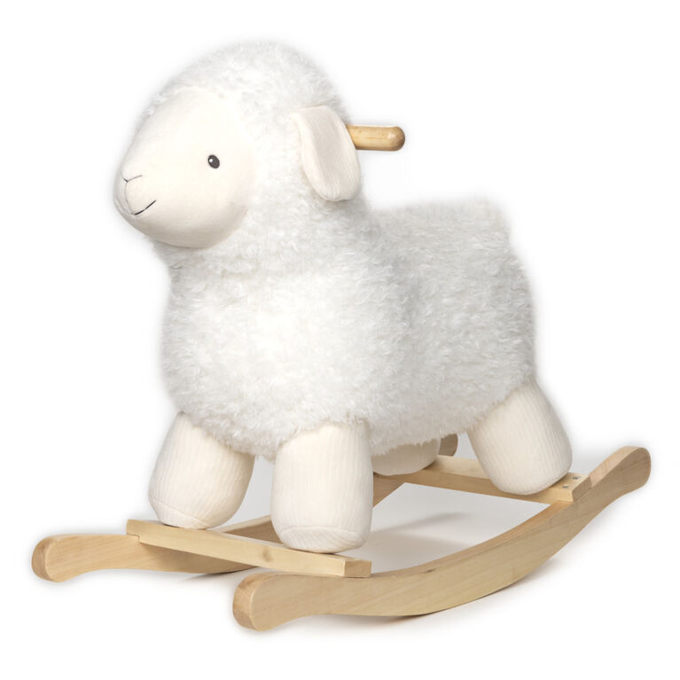 Baby GUND Lamb Rocker with Wooden Base Plush Stuffed Animal Nursery, Cream, 21.5"