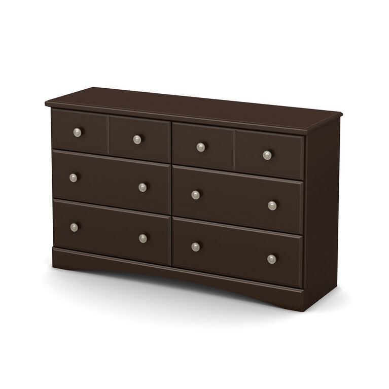 Morning Dew 6-Drawer Double Dresser- Chocolate