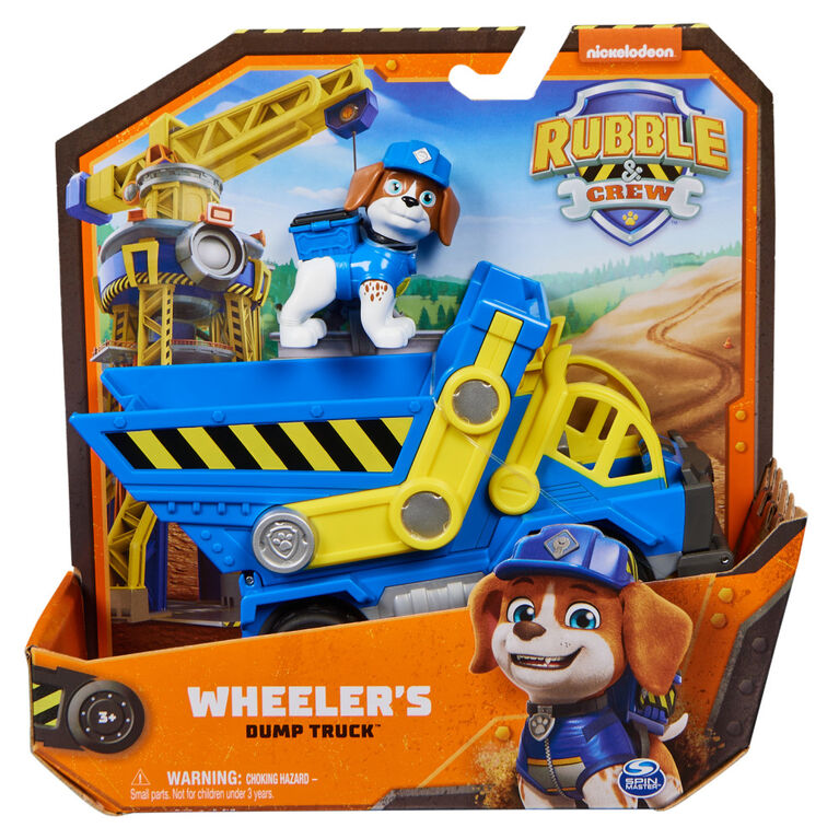 Rubble & Crew, Wheeler's Dump Truck Toy with Movable Parts and a Collectible Action Figure