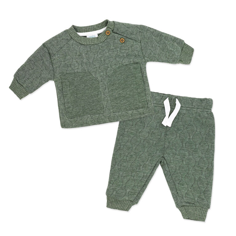 Baby Mode Ensemble jogging matelass&eacute; 2 pi&egrave;ces : vert 12 mois