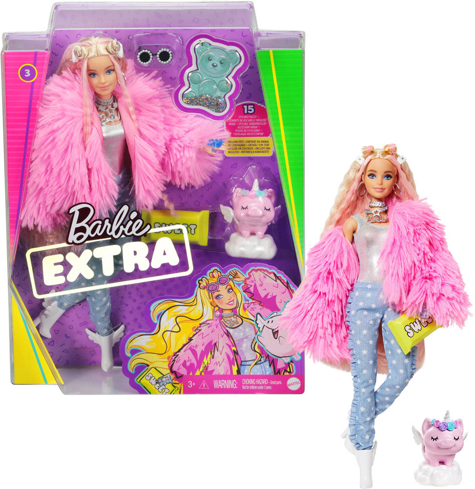 Barbie Poupee Extra avec veste rose et cochon licorne Toys R Us Canada