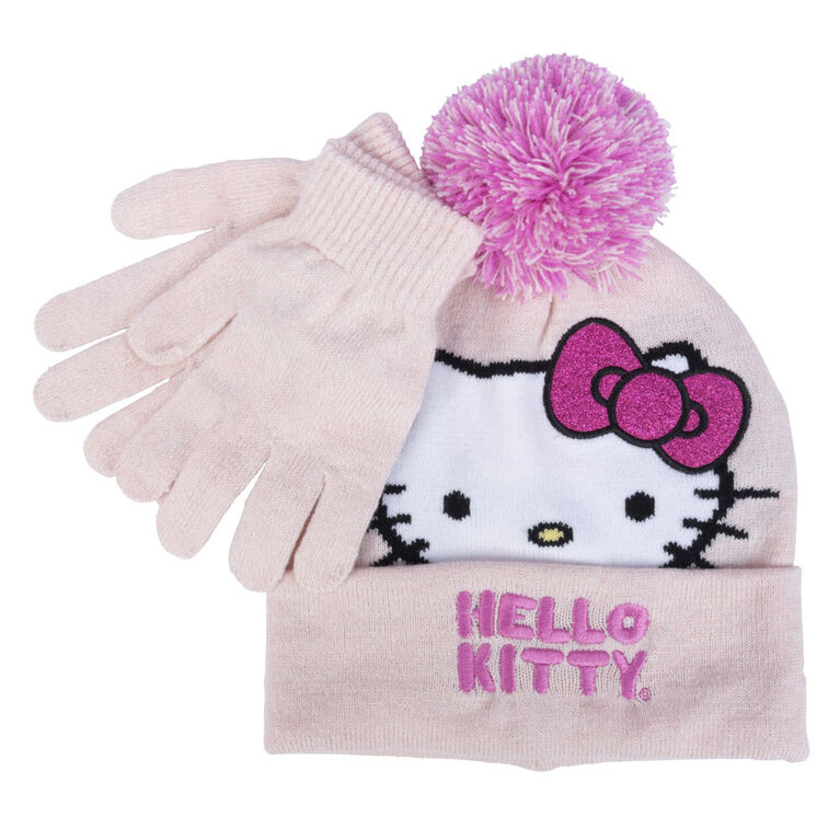 Ensemble chapeau et gants Hello Kitty, enfant - Pompon