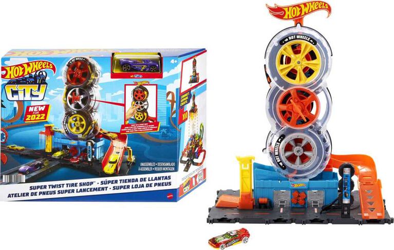 HotWheels -Coffret Circuit Boutique de pneus