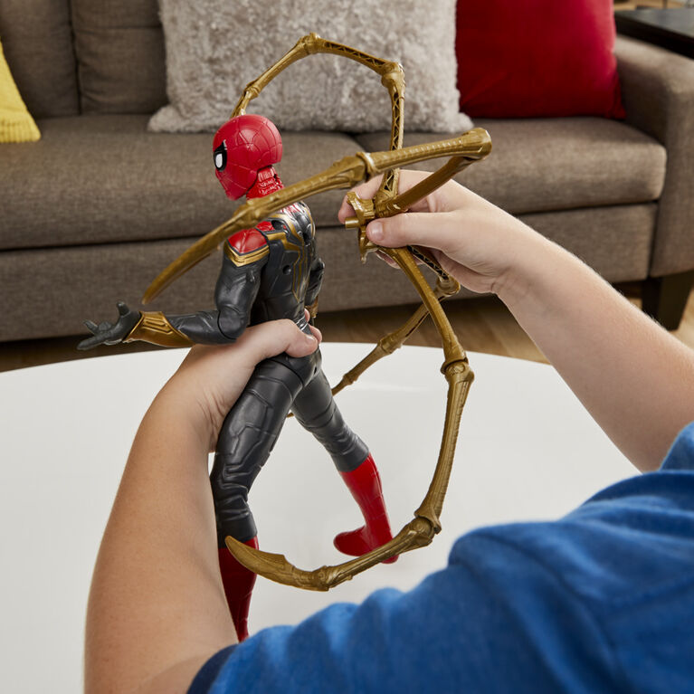 Marvel Spider-Man, figurine articulée Spider-Man super lance-toile Deluxe de 33 cm Thwip Blast