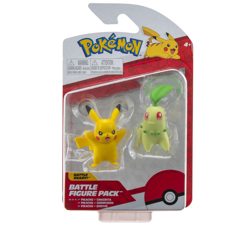 Pokémon - Figurine de combat, paquet de 2 - Germignon (Chikorita) et Pikachu no 9