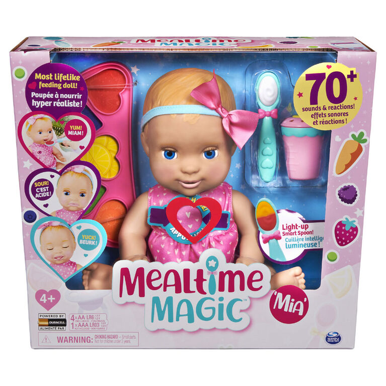 Mealtime Magic Mia Interactive Feeding Baby Doll Recognizes Over 50 Foods With Lifelike Reactions And Over 70 Sounds Toys R Us Canada