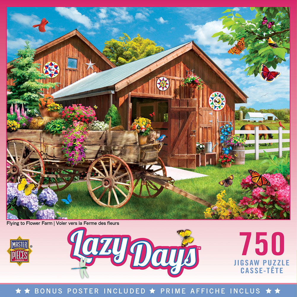 Lazy Days 750 Piece Puzzle - "Flying to Flower Farm"
