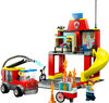 LEGO City La caserne et le camion de pompiers 60375 Ensemble de jeu de construction (153 pièces)