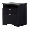 Reevo Nightstand with Drawers and Cord Catcher- Black Onyx