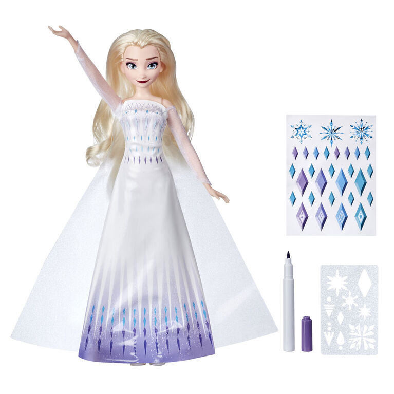 Disney's Frozen 2 Design-a-Dress Elsa Fashion Doll With Stickers, Marker, and Stencil