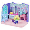 DreamWorks, Gabby's Dollhouse, Primp and Pamper Bathroom avec figurine MerCat, 3 accessoires, 3 meubles et 2 boîtes surprises