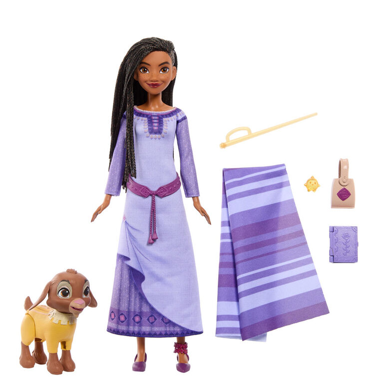 Disney -Wish -Coffret Aventure Asha du Royaume de Rosas, poupée