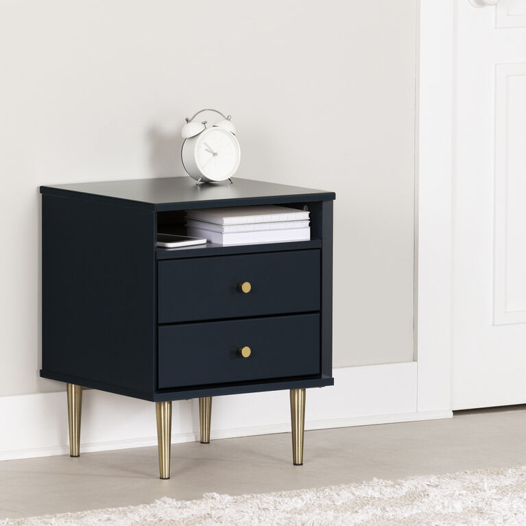 Dylane 2-Drawer Nightstand Navy Blue