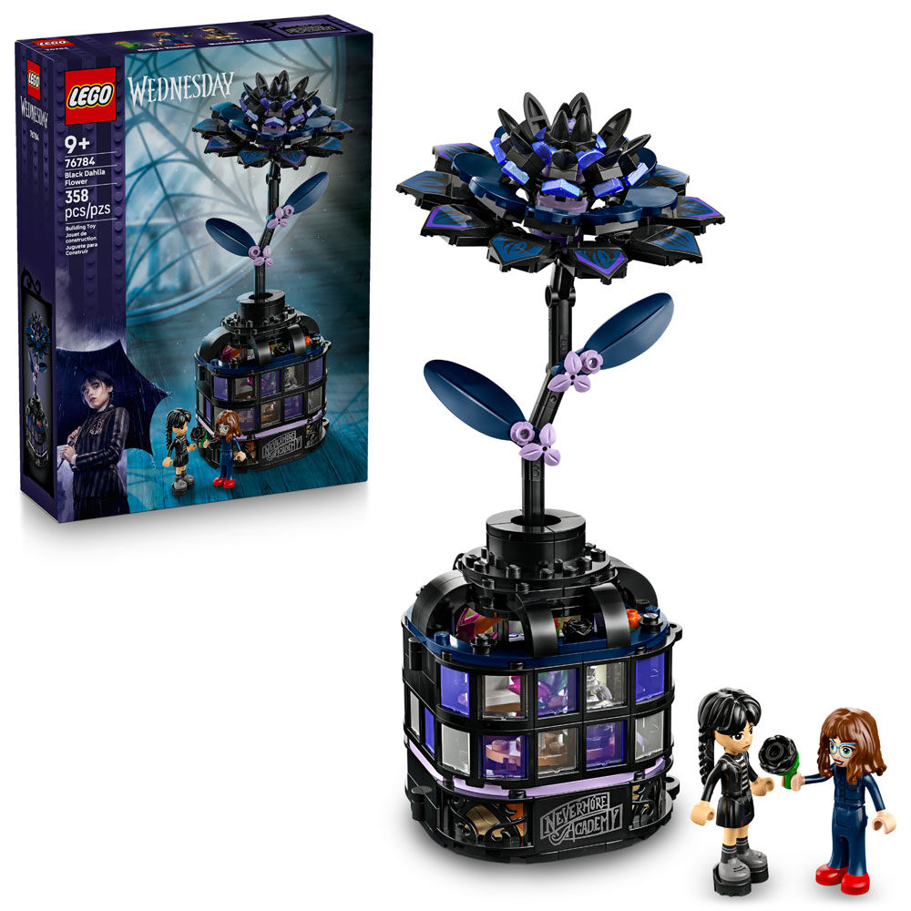 LEGO Wednesday Black Dahlia Flower Pretend Play Building Toy for Girls, Boys & Kids, Ages 9+ - 76784