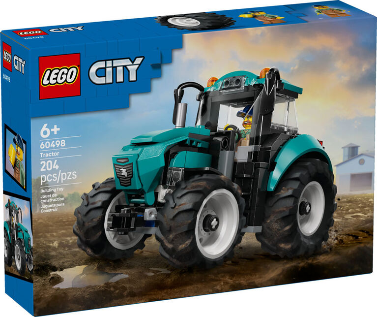 LEGO City Le tracteur - Ensemble de construction avec Fermier sur le Th&egrave;me de la Ferme - Cadeau pour les 6 ans et plus - 60498