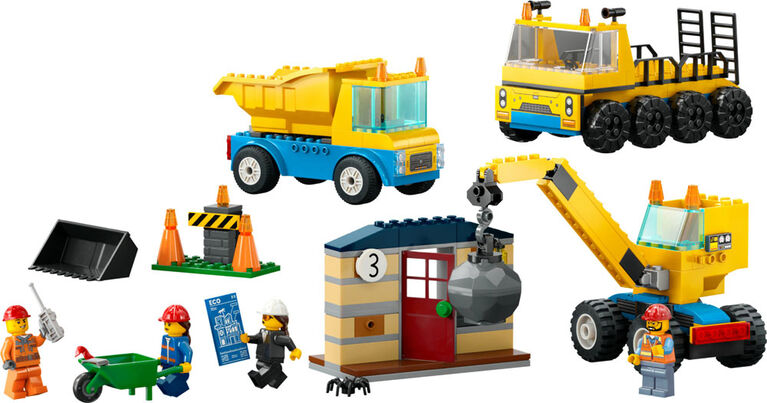 LEGO City Construction Trucks and Wrecking Ball Crane 60391 (235 Pieces)