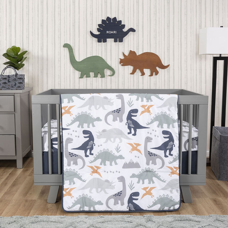 Prehistoric Dino 3 Piece Crib Bedding Set