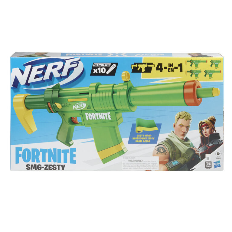 Nerf Fortnite SMG-Zesty Elite Dart Blaster -- Removable Stock and Barrel, 10-Dart Clip - R Exclusive | Toys R Us Canada