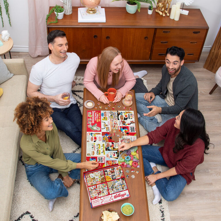 Kellogg's, Coffret de 4 puzzles, 500 pièces qui se combinent pour former un méga puzzle : Cocoa Krispies, Corn Flakes, Fruit Loops, Rice Krispies