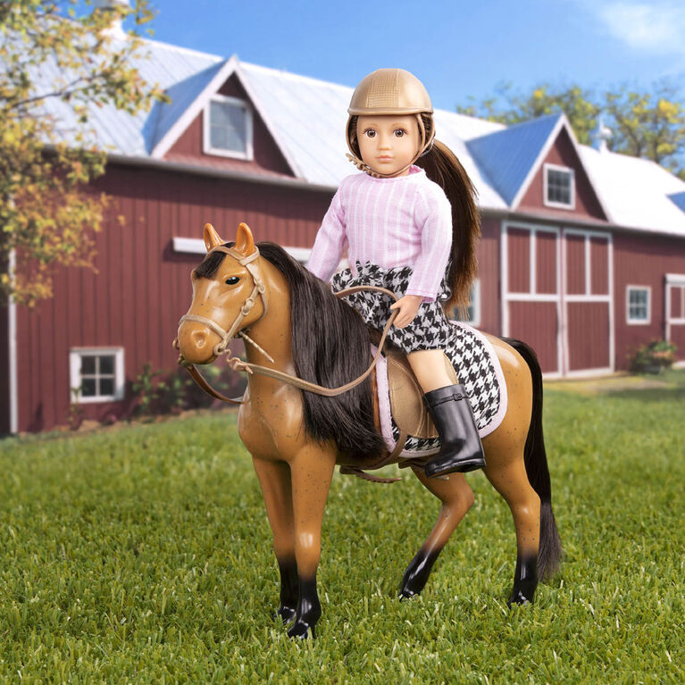 Lori, Celia and Cinnamon, 6-inch Mini Riding Doll and Horse Set