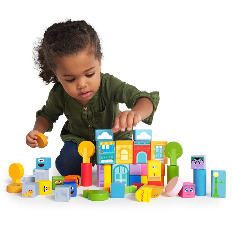 Set-the-Scene Sesame Street Wooden Storytelling Blocks