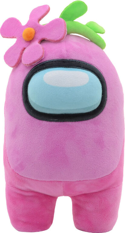 YuMe Among Us 12-Inch Plush Toy with Hat - Pink, Flower Pin