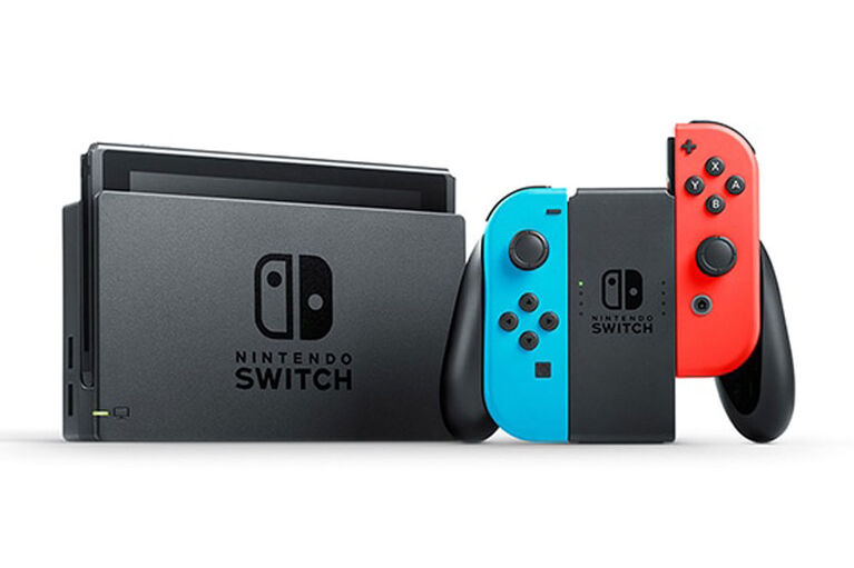 Console Nintendo Switch avec manettes Joy-Con rouge/bleu fluo