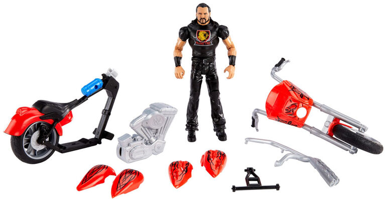 WWE - Wrekkin - Figurine Articulée et Véhicule SlamCycle