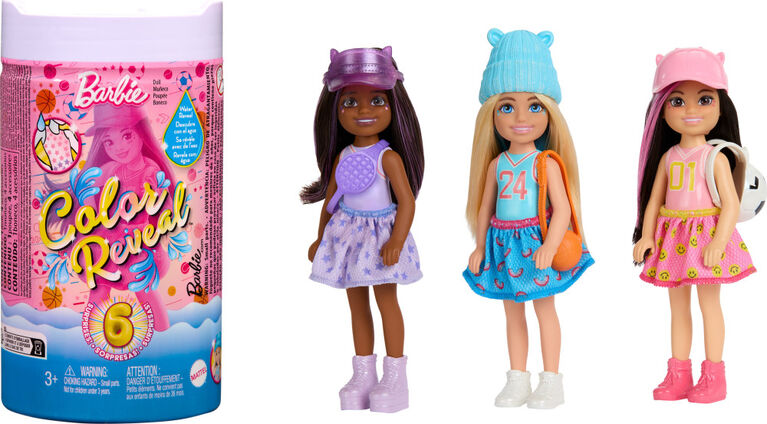 Barbie-Color Reveal Série Sporty-Poupée Chelsea avec 6 surprises